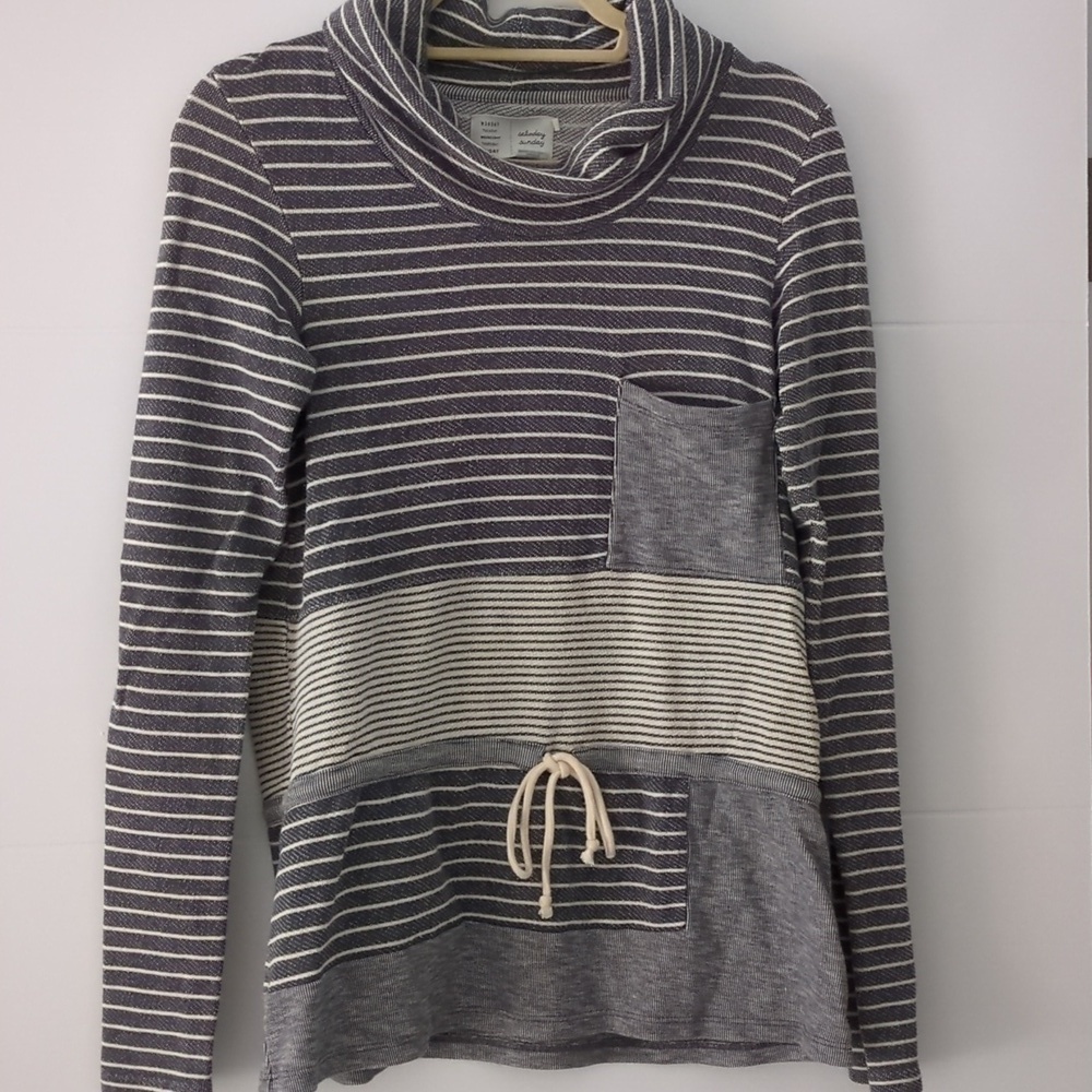 Anthropology Saturday Sunday striped cowl neck patchwork tunic athleasure